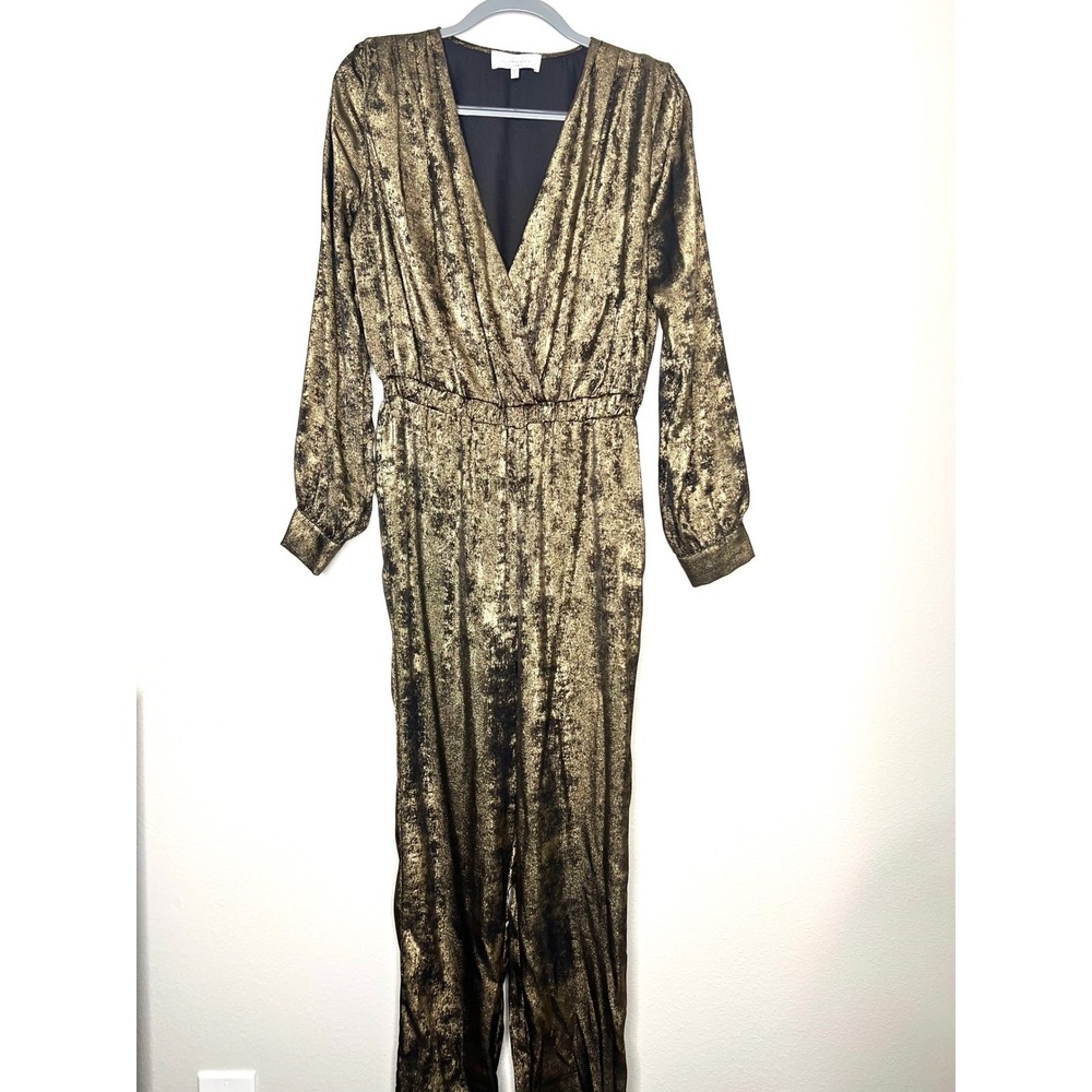 L'Academie The Sheila Jumpsuit in Black & Gold Metallic‎ Gold Black  Size M
